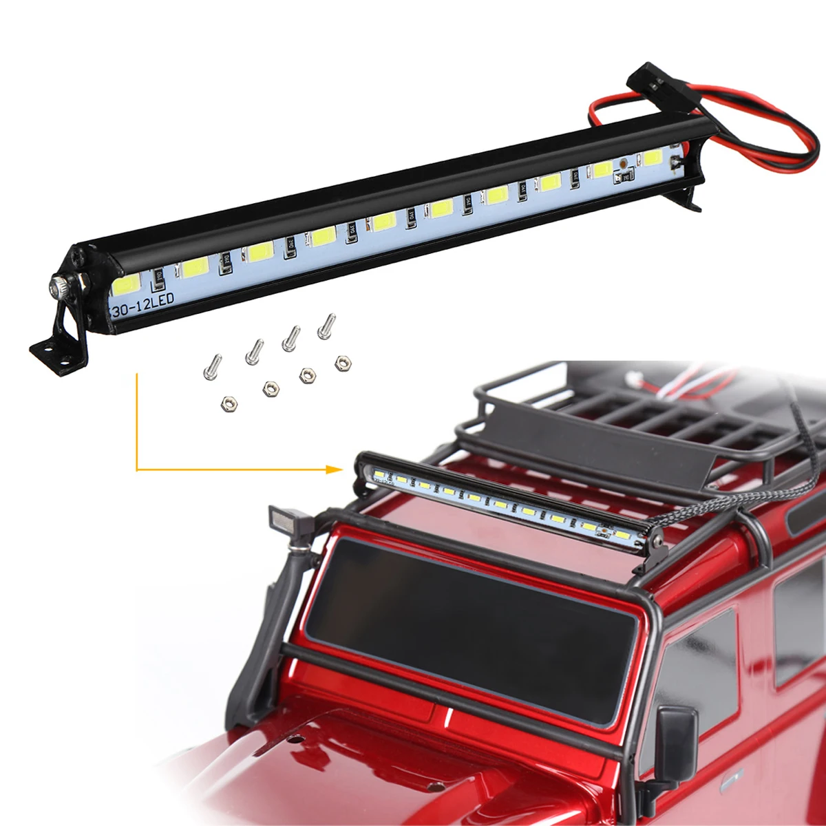 

for Traxxas Trx4 SCX10 D90 RC 4WD Metal Roof Lamp LED Light Bar 4.8V - 7.4V for 1/10 Crawler Car White Super Bright Lighting