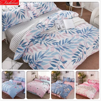 

Plant Leaves Village Style 3/4 pcs Bedding Sets Soft Cotton Bed Linens Child Single Twin Queen King Size Duvet Cover Quilt Case