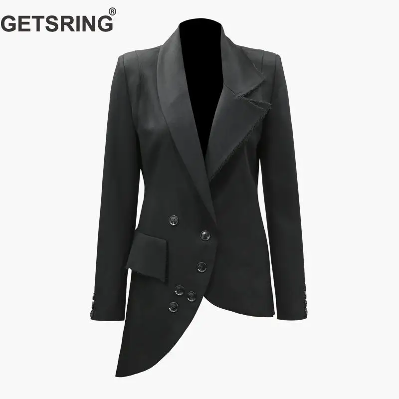 GETSRING Women Blazer Asymmetric Hem Slanting Buckle Womens Blazers