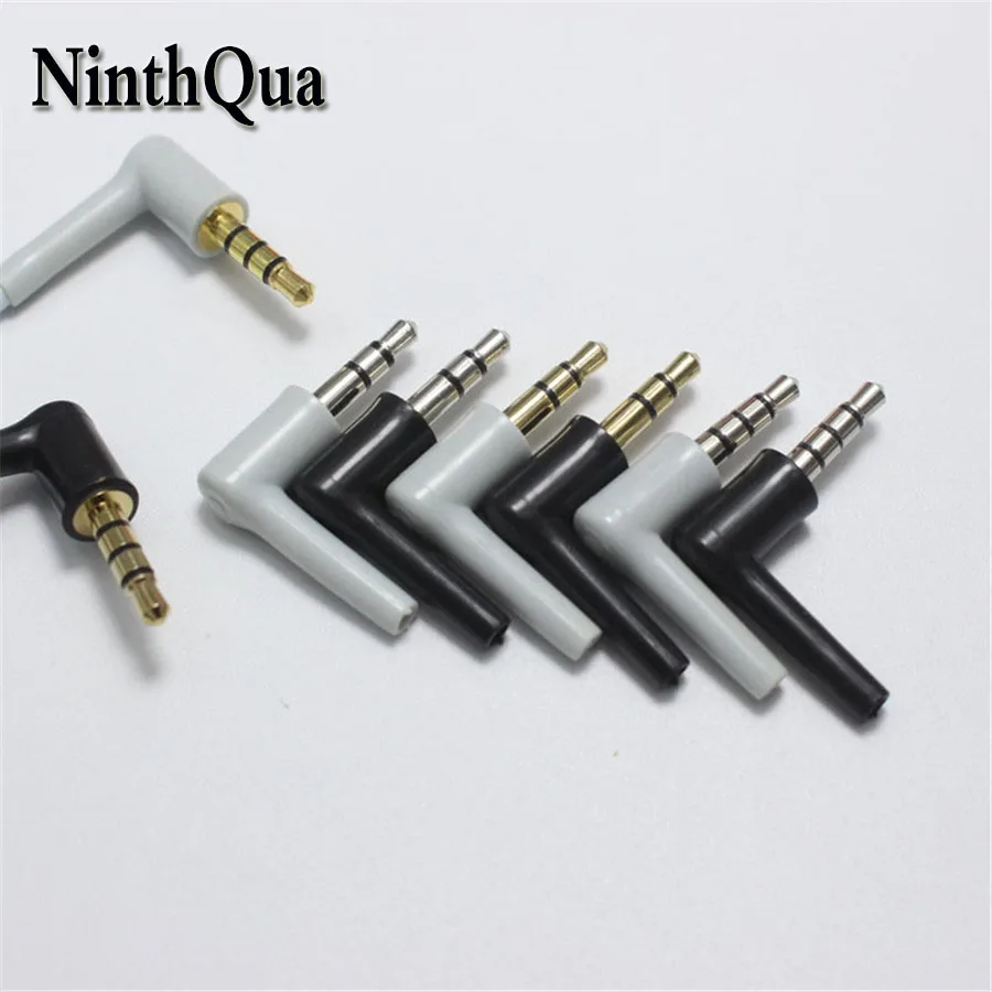 50pcs 3.5mm stereo headset plug jack 3 4 pole 3.5 Audio Plugs Jack Adaptor Connector for iphone ect 90 Degrees White and Black |