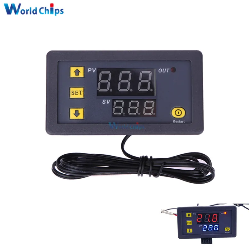 

W3230 DC 12V Digital Temperature Controller Red And Blue Display 20A -55-120 Degree Temperature Measurement Data Save