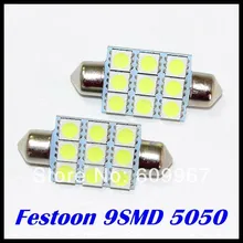 100X гирлянда светодиодный 36 мм 39 мм 42 мм 5050 светодиодный C5W светодиодный ламповая гирлянда 9SMD светодиодная гирлянда интерьерная лампа для плафона лампы для автомобиля