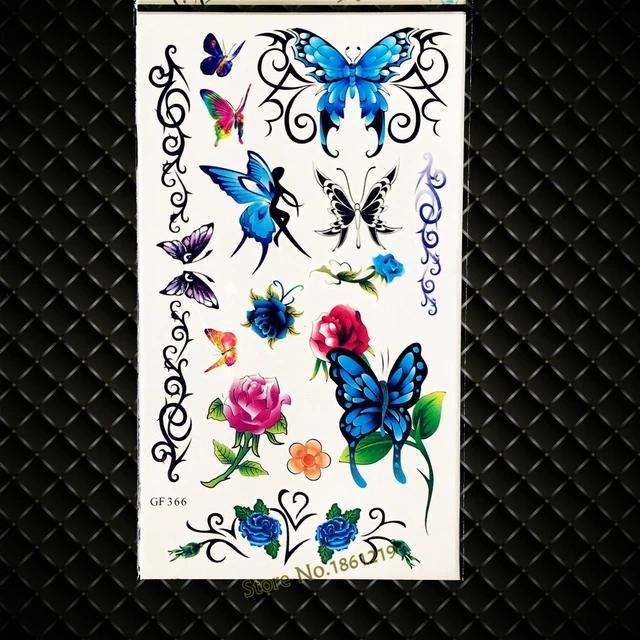 blue fake flash temporary tattoo butterflies women girls makeup blue fake flash temporary tattoo butterflies women girls makeup