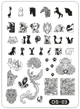 

OS Stamping Nail Art Cartoon Plate XXL 10*14CM Template Peacock Dog Zebra Animal Pineapple Design DIY Manicure Stamp Kit