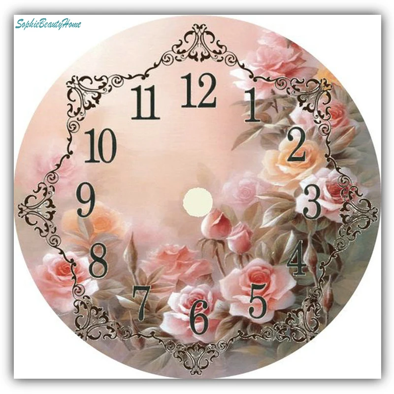 

Square / round DIY5D crystal icon painted diamond painting embroidery rose clock pendant 3D embroidery diamond inlaid resin