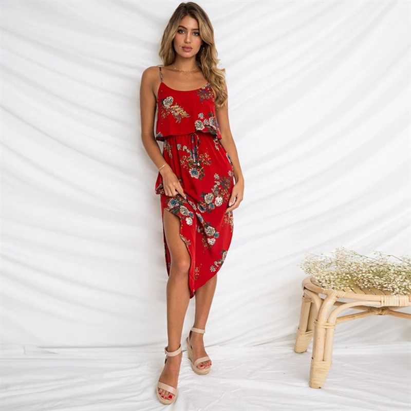 Асимметричное длинное платье миди с разрезом сексуальные летние платья в