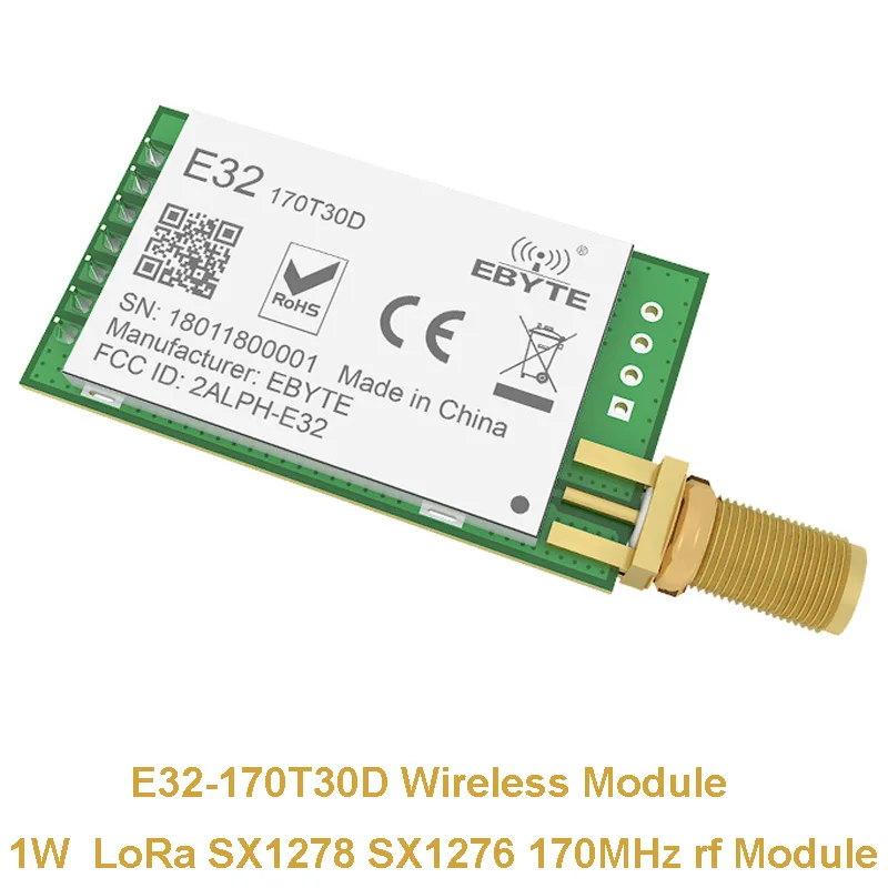 

Long Range LoRa SX1278 SX1276 170MHz rf Module E32-170T30D 1W 170 MHz Wireless Transceiver iot Transmitter Receiver