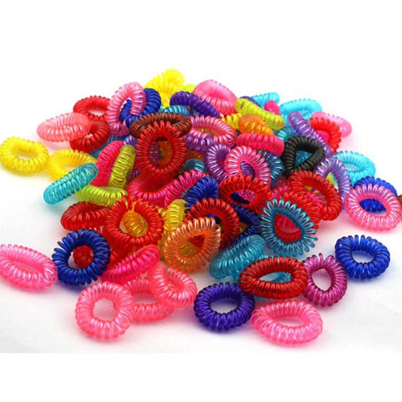 

100pcs Korea Hot Hair Rope Wholesale Telephone Wire Hair Band Hair Accessories Women Rubber bands Girl Hair Gum