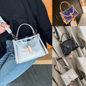 

Fashion sac transparent femme Ladies Wild Solid Color Shoulder Bag bolso mujer Messenger Bag Handbag + Clutch sac main femme #C6
