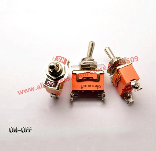 

5pcs/lot E-TEN1021 2-Pin SPST 2 Terminal G109 ON-OFF 15A 250V Toggle Switch Good Quality