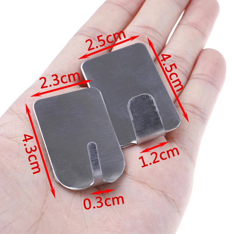 8PCS Self Adhesive Wall Door Stainless Steel Hook Holder Home Kitchen Silver Hanger For Bathroom Door Hooks For Hanging