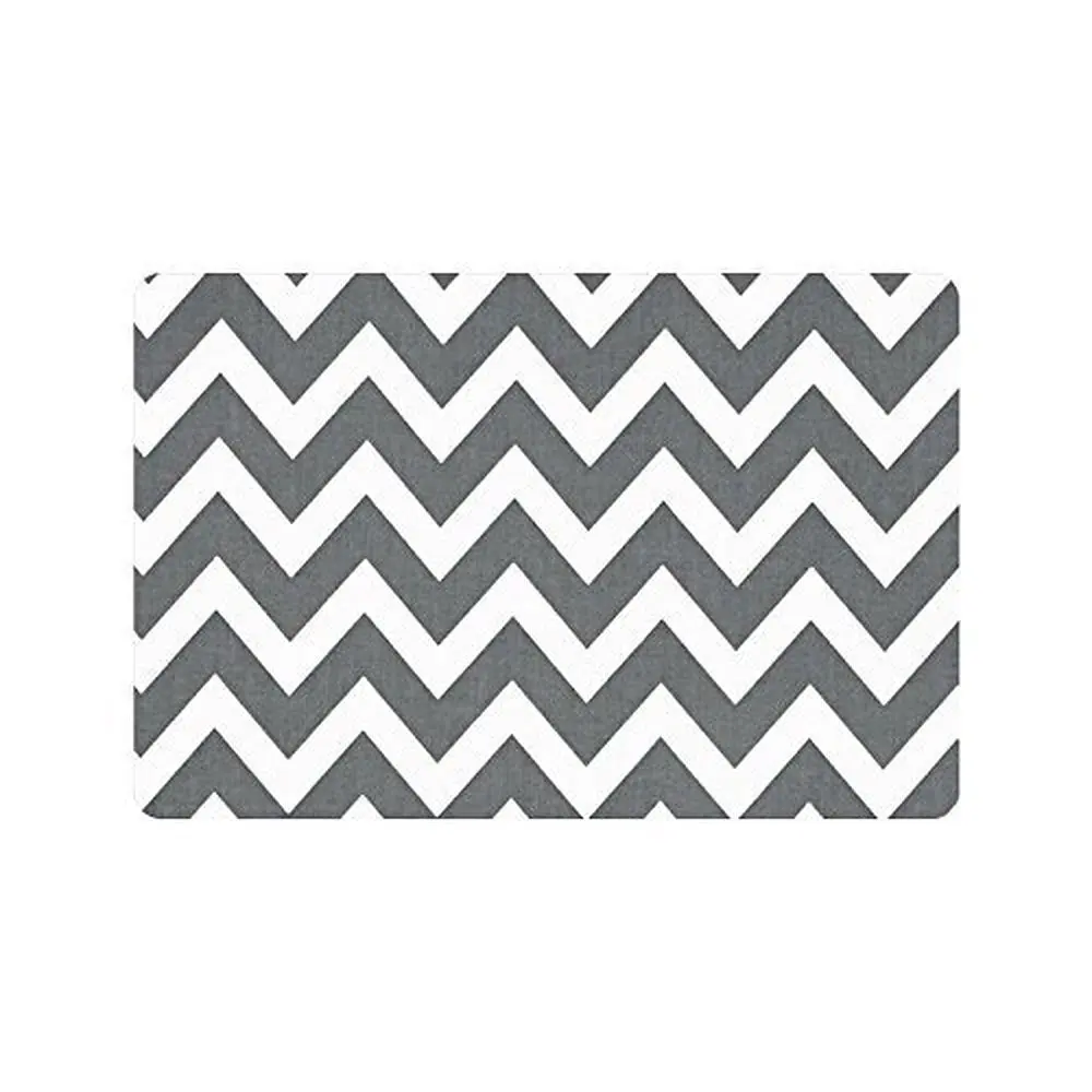 

Memory Home Gray and White Chevron Zigzag Striped Pattern Non Slip Door Mat Home Decor Rectangle Indoor Bath Kitchen Carpet