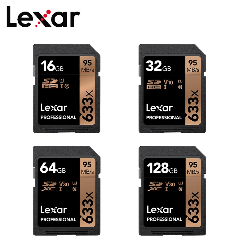 

Original Lexar 256GB SD Card 64GB Memory Card 32GB UHS-I Flash Card 128GB 16GB High Speed Up To Max 95M Class10 633x For Camera