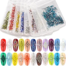 Ss6 1440 PCS/Pack cristal couleurs Non Hotfix Flatback strass ongles strass pour ongles 3D Nail Art décorations gemmes 60(China)