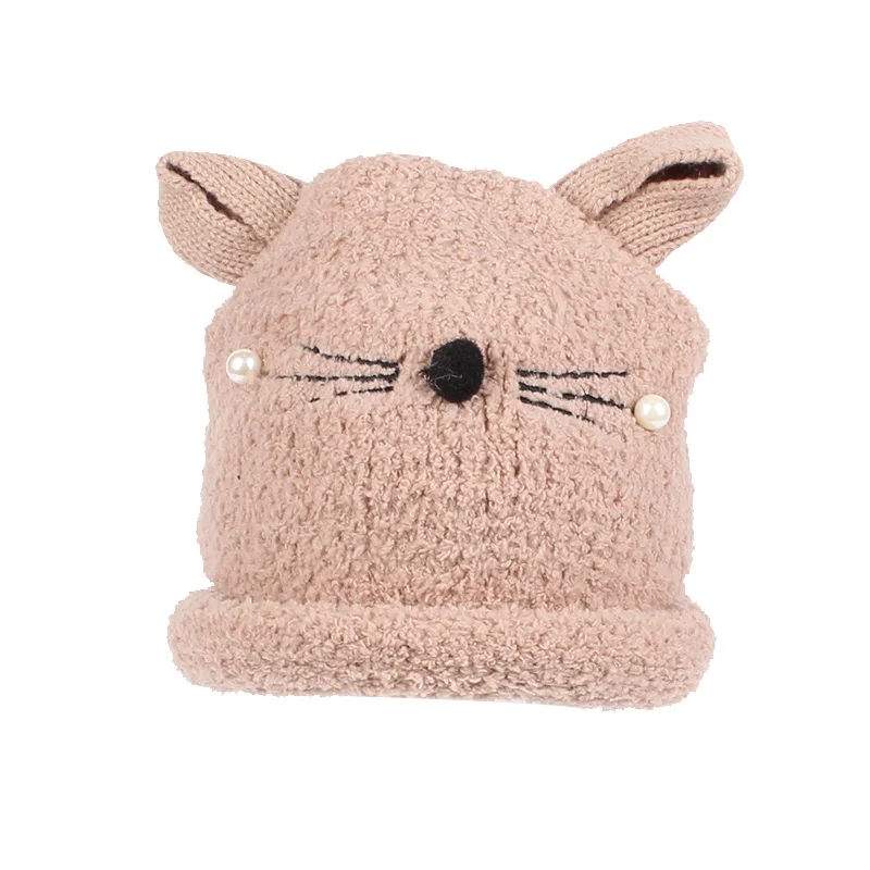 Cat Baby Hat For Girls Newborn Photography Props Cute Soft Children Hat With Ears Cotton Solid Winter Warm Baby Beanie For Girls (13)