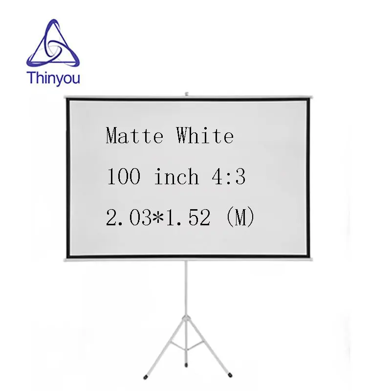 Thinyou 100inch 4 3 Matt White tripod font b projector b font screen HD Floor stand