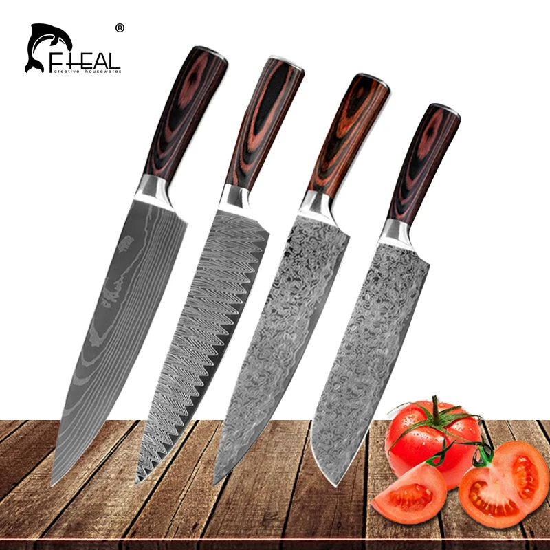 

Kitchen knife Stainless Steel Professional Chef Knives Imitation Damascus Utility Vegetable Santoku Slicing Chef Cooking Knife