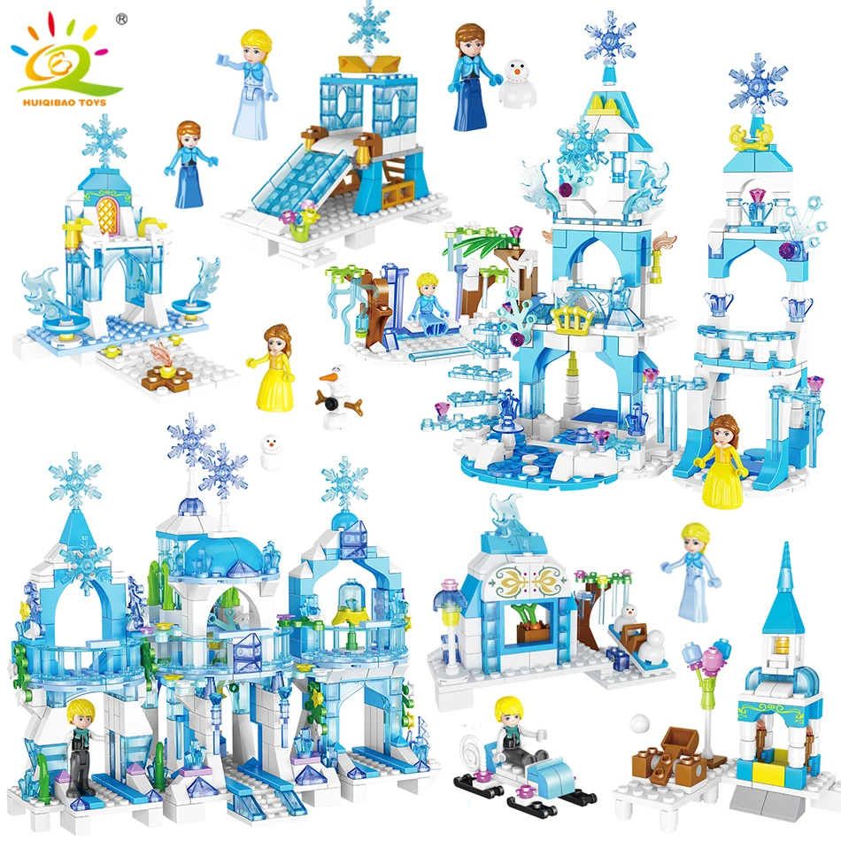 

Princess Elsa Ice Castle Building Blocks Compatible legoing Friends For Girls House Anna Figures Bricks Educational Children Toy
