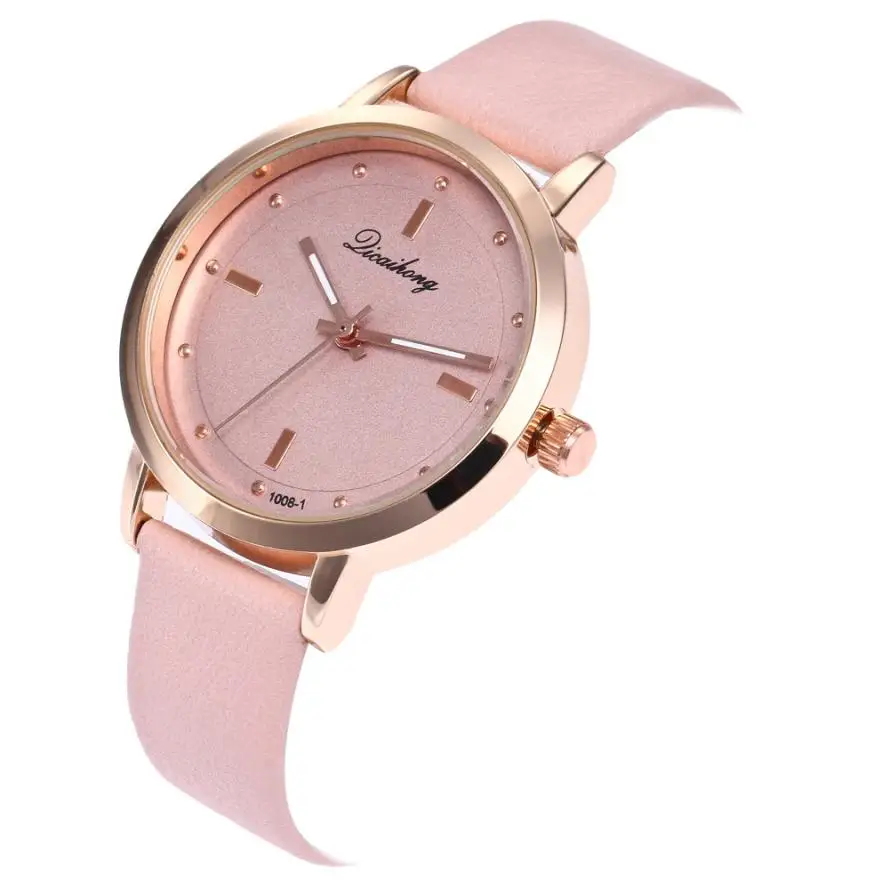 Pink Creative Watches Women Original Luxury Brand Watch Leather Band