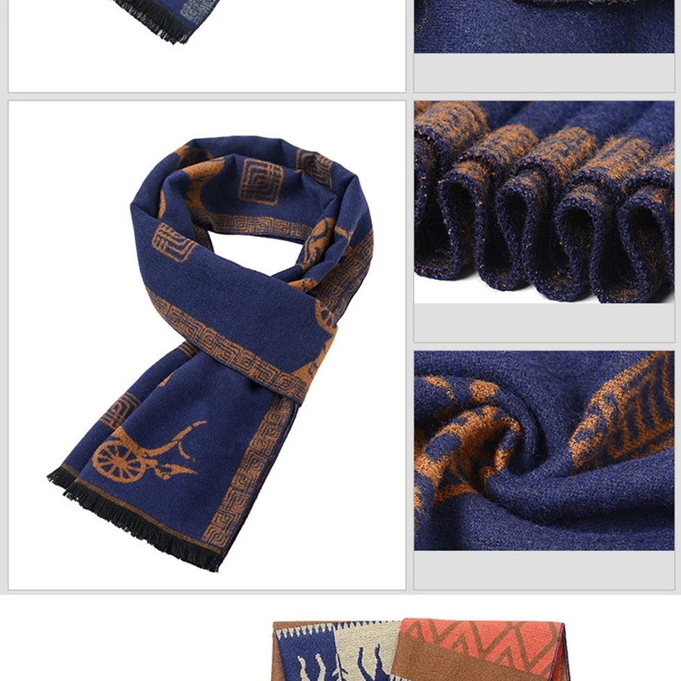 WEARZONE мужской зимний шарф с принтом кашемировый Модный дизайнерский Повседневный теплый шарф с лосем шаль с кисточками деловые шарфы