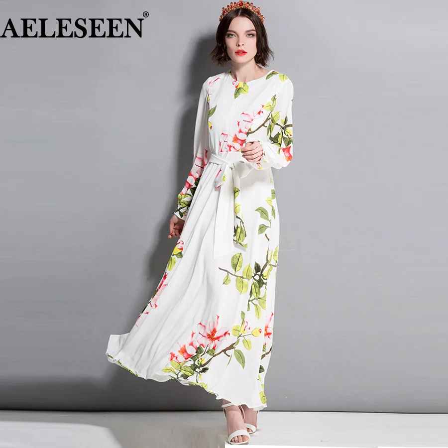 AELESEEN/модные женские платья 2018 новое летнее платье для подиума с длинным рукавом и
