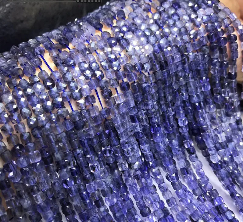 Иолит синие свободные бусины квадратные граненые 4-5 мм природа для изготовления ювелирных изделий ожерелье 14 дюймов fppj оптом