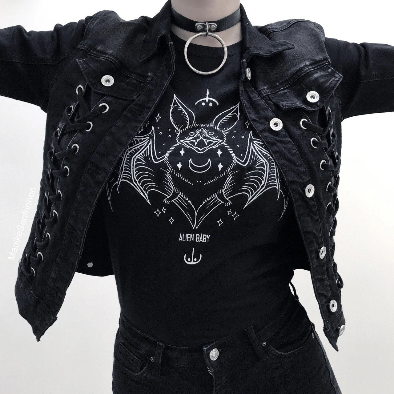 Alien baby Camiseta gótica Grunge para mujer, camiseta de brujería estética  de murciélago de algodón, camiseta de vampiro gráfico gótico, tops|Camisetas|  - AliExpress