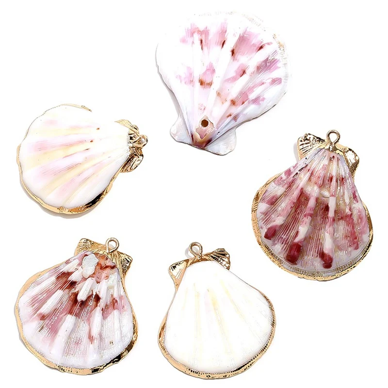 

5pcs Gold Plated Sea Shells For Jewelry Fashion DIY Handmade Home Decor Natural Shell Craft Accessories Ornaments