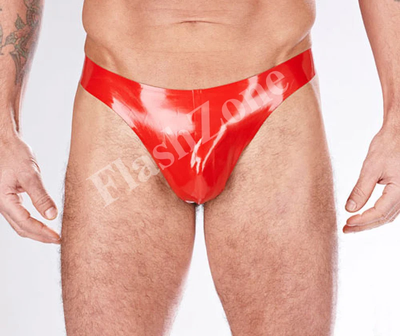 

Free shipping!! Men red sexy T-back latex briefs