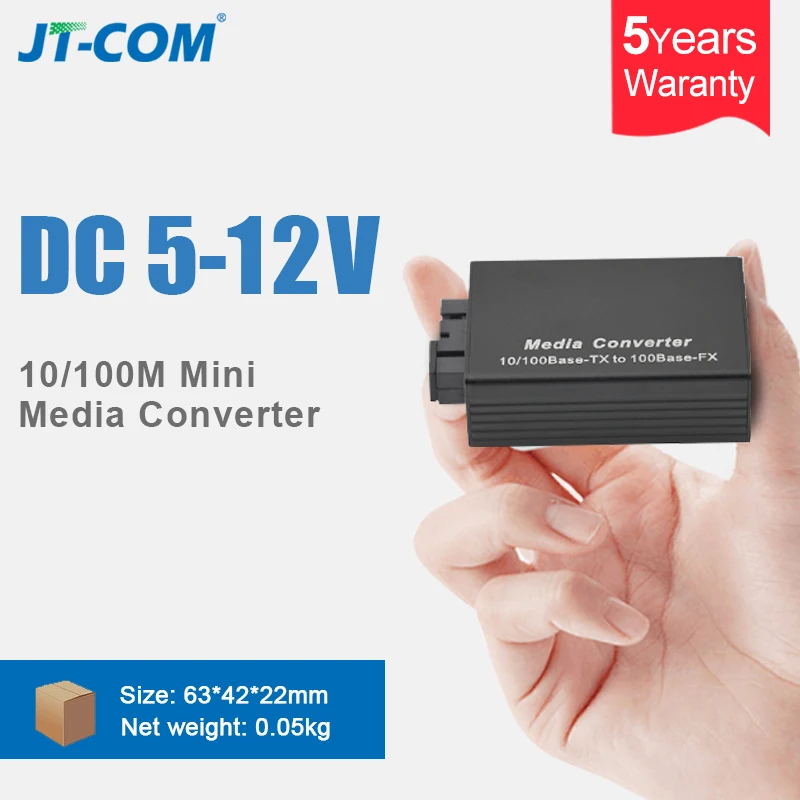 

10/100M Mini Ethernet Media Converter Fiber to rj45 Single Mode Simplex/Duplex Fibre Optical Switch Transceiver FTTH DC 5V 12V