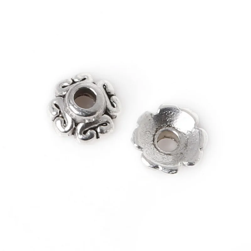 

Hot DIY Craft 36pcs/lot 6x3mm Silver Plated Round Zinc Alloy Bead Caps Charm Pendant Earring For Jewelry Findings Accessories