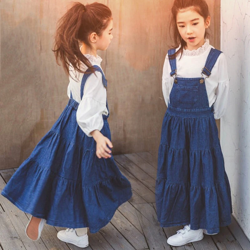 Denim Overalls for Baby Girls Jeans Dress Ruffle Long Design Korean Style Teens Clothes for Age 45678910 11 12 13 14 Years Old Denim Overalls for Baby Girls Jeans Dress Ruffle Long Design Korean Style Teens Clothes for Age 45678910 11 12 13 14 Years Old