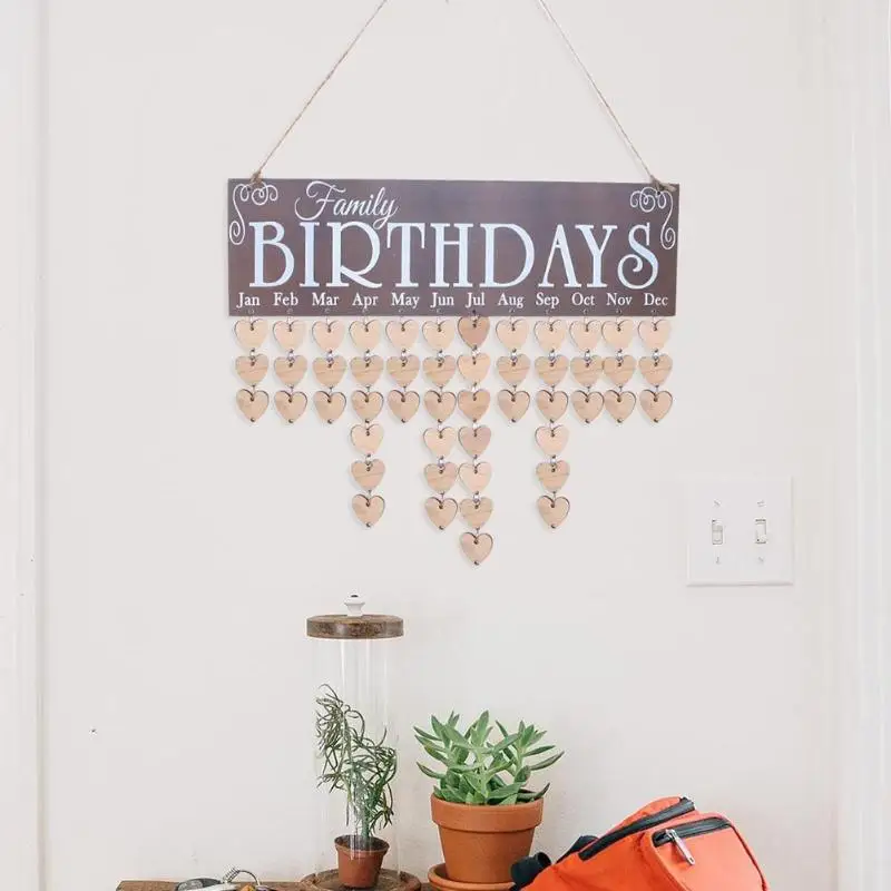 Настенная деревянная креативная подвесная табличка с напоминанием на день рождения для домашнего декора, доска с календарем, сделай сам, доска с календарем на день рождения