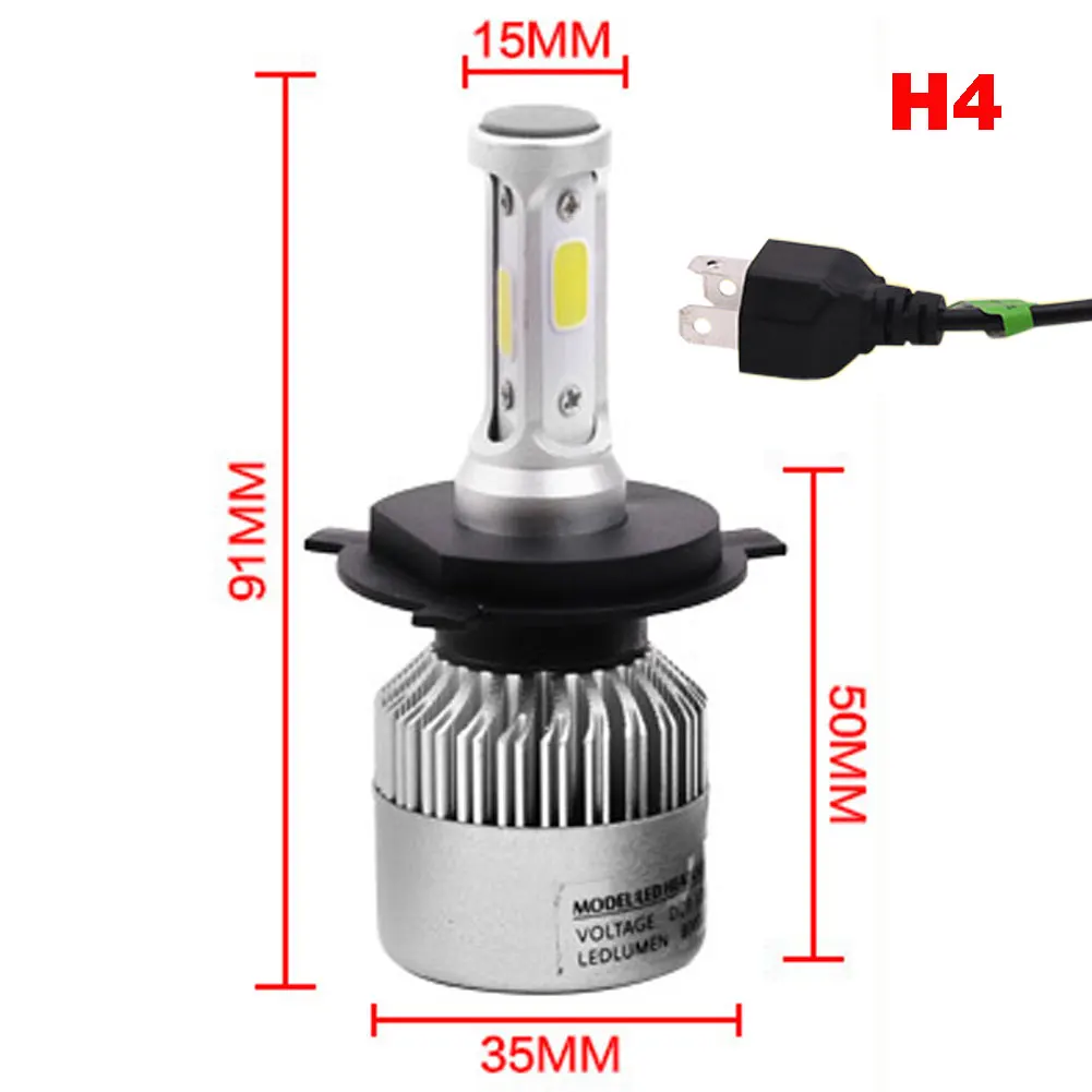 2 шт. автомобисветодиодный светодиодные лампы H1 H3 H4 H7 H8 H11 9005 9006 6500 лм|led bulb|led bulb coblamp