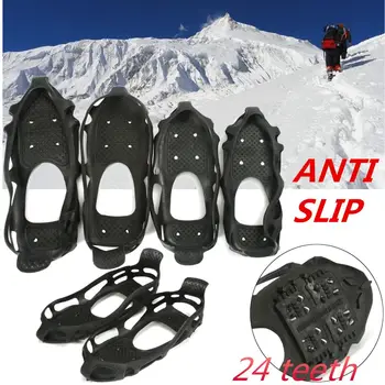 

1 Pair Ice Grippers, 24 Spikes Anti Slip Elastic Shoe Boot Grip Ice Cleat Snow Gripper Non Slip Crampons Thermoplastic Elastomer