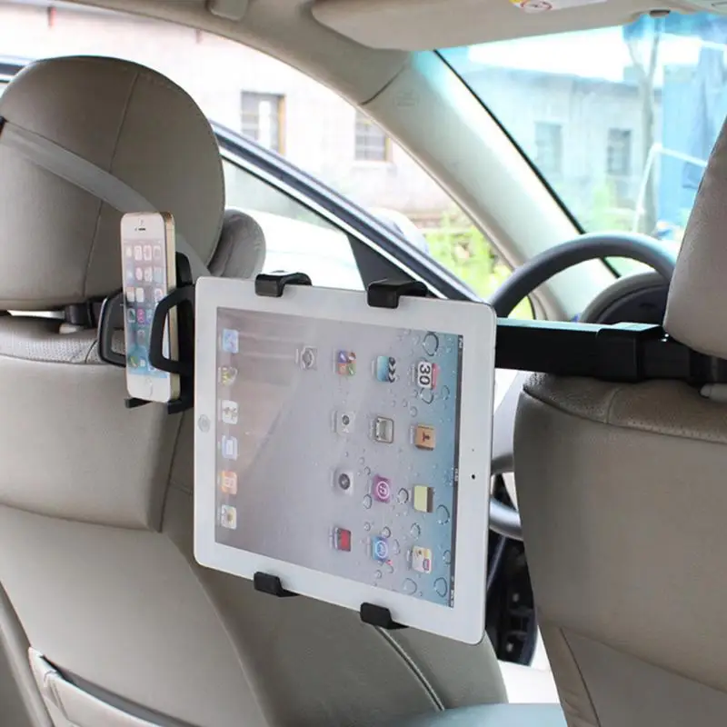 

2 in 1 Tablet PC Holding Rack For I pad Phone Holder Double Used Universal Car Back Seat Headrest Mount Stand Bracket
