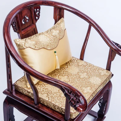 Винтажные цветочные толстые подушки для сидения на стул подкладка для щели китайский Шелковый стул диван с подушками сиденье коврик Рождественская декоративная подушка под поясницу - Цвет: Светло-желтый