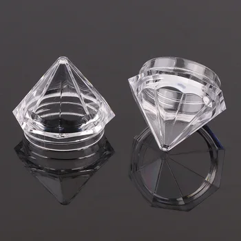 

10Pcs Transparent Empty Storage Diamond Shape Boxes Nail Art Tip Glitter Pot Box Container Nails Art Rhinestone Bead Gems Case