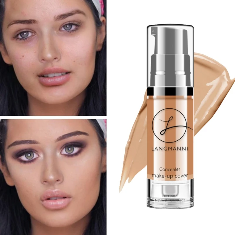 New Langmanni 6 Colors Liquid Foundation Makeup Natural Concealer Whitening Waterproof Make Up Contour Cream Make Up Cosmetics