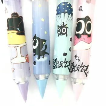 

korea Black Cat Pocket Mechanical Pencil Automatic Pen For Kids writing gift office school supplies 48pc/lot