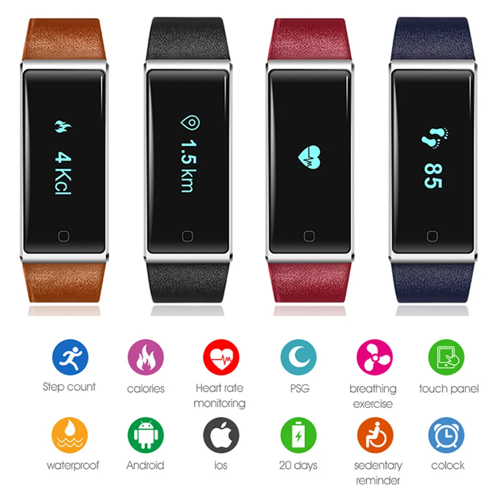 2017 New Arrival Heart Rate Tracker Band Healthy Sports Smart Bracelet Wristband QS60 for Iphone Xiaomi
