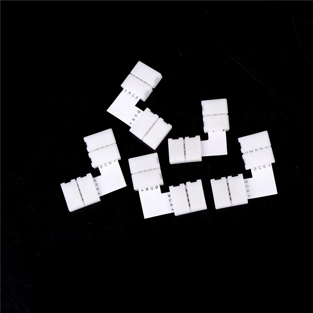 

Solderless L Shape 90 Degree Corner Connectors rgb 4 pin connectors for 12V 5050 10mm width LED RGB Strip 5pcs