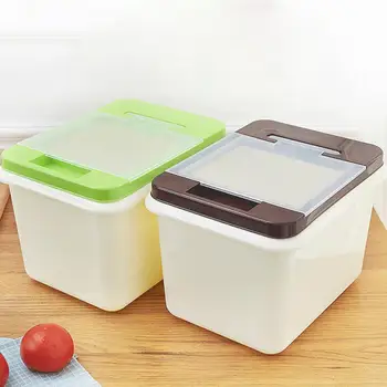 

Household Flip Rice Storage Kitchen Plastic Rice Box 10kg Moisture Food Vegetables Stockholders Boxed Rice Storage Box