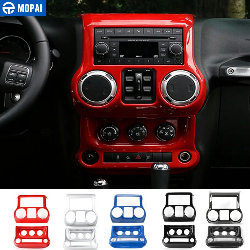 MOPAI ABS Car Center Console Dashboard Air Conditioner Switch Decoration Gear Panel Cover Sticker for Jeep Wrangler JK 2011+