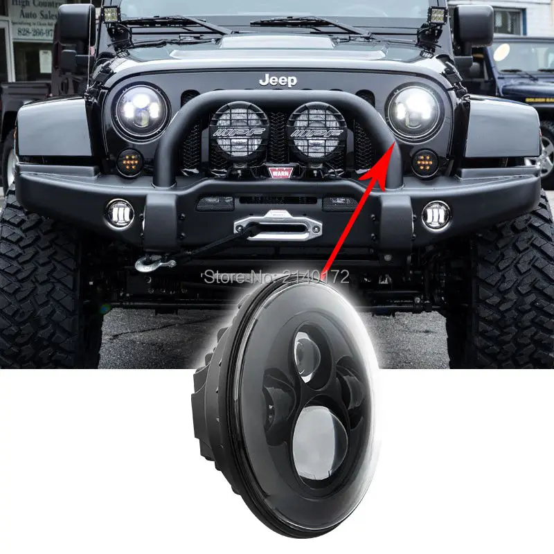 7 дюймовый светодиодный головной светильник лампы Комплект для джипа Wrangler JK 2
