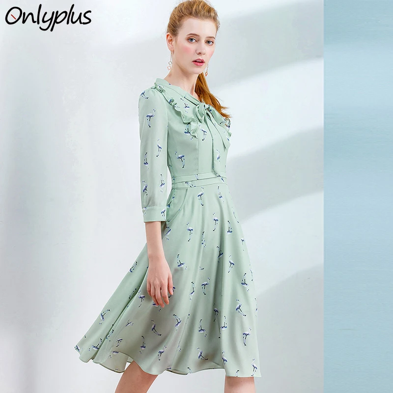 Женское шифоновое платье трапеция с принтом в виде птиц|bird print dress|summer chiffon dressesprint