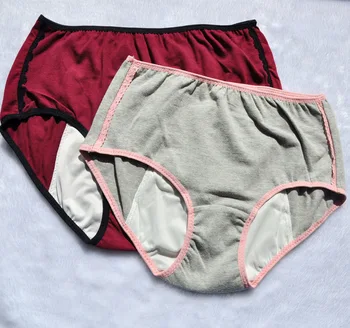 

Women's plus size high waist cotton panties warm uterus physiological menstrual period leakproof pocket briefs underwear band