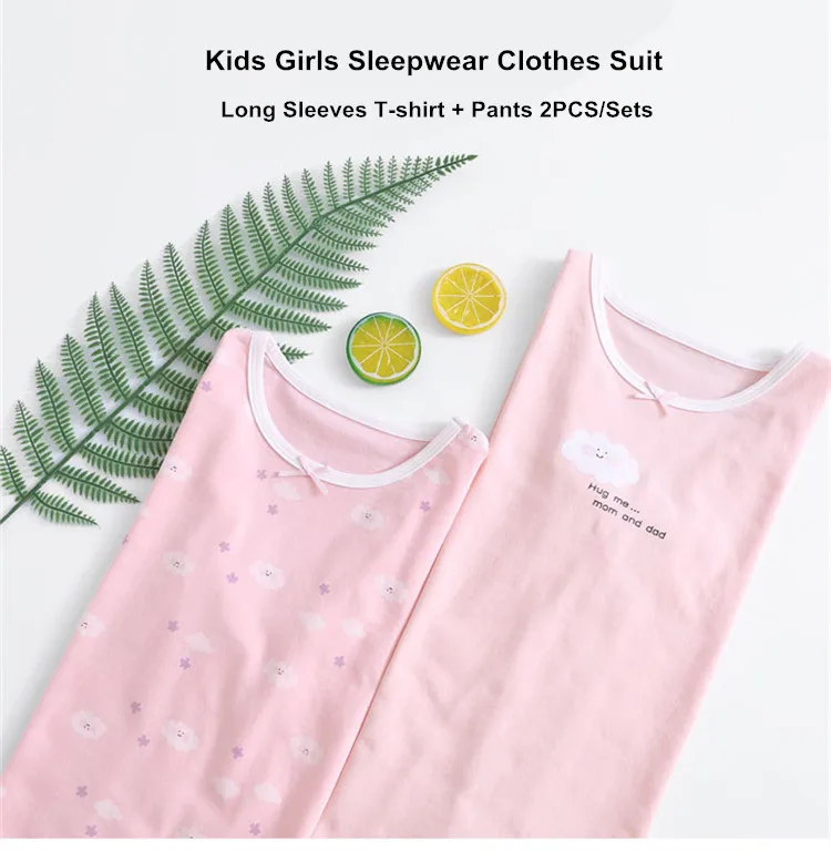 Girls  sleepwear clothes suit  kids girls pajamas sets baby night wear long sleeves underwear tops pants 01-15