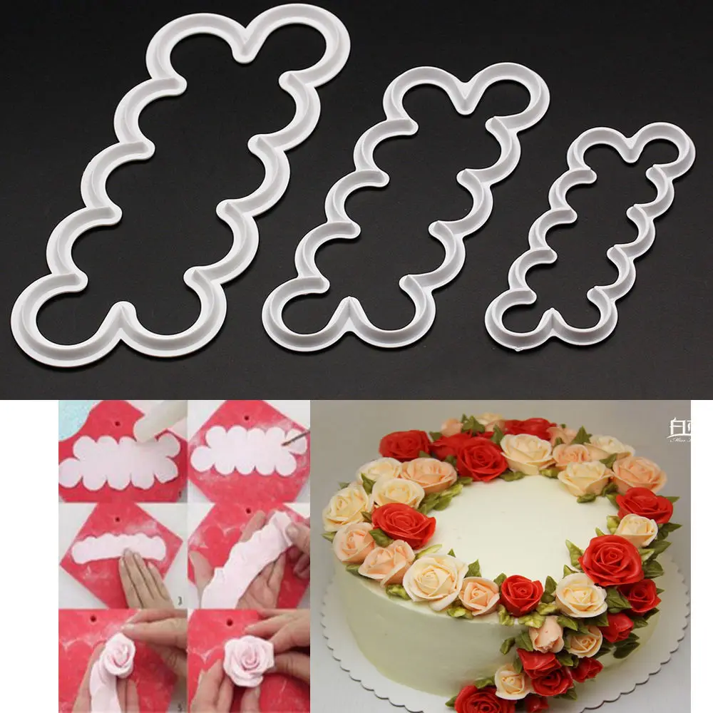 Прочный 3D торт простой Роза лепестковая форма-резак цветок плесень сахарное ремесло украшения инструменты помадка торт выпечки чайник 3 шт. набор форм