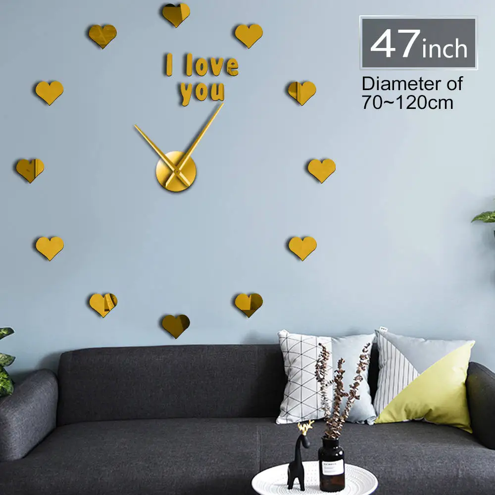 Бескаркасные настенные часы с надписью I Love You Heart 3D DIY подарок на день Святого